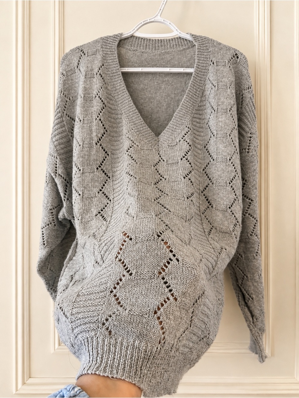 Women’s V-Neck Pointelle Knit Sweater